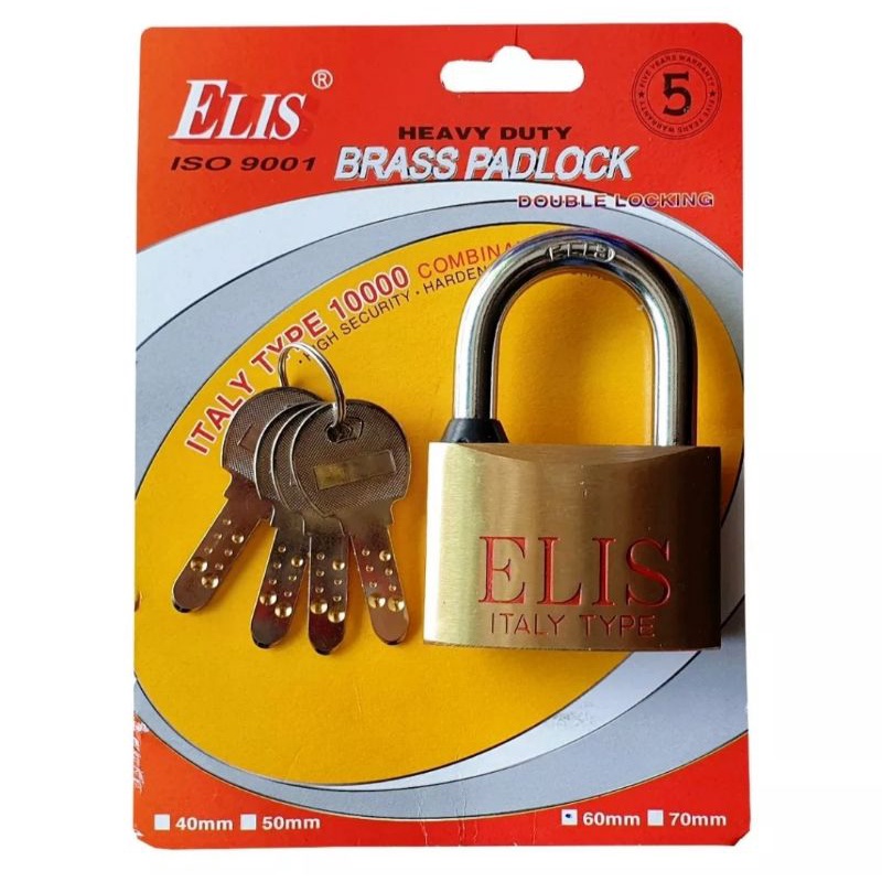 Ổ khóa cửa chất lượng cao ELIS CỠ LỚN 60MM gồm 4 chìa chất liệu thép không gỉ ( Vàng đồng)