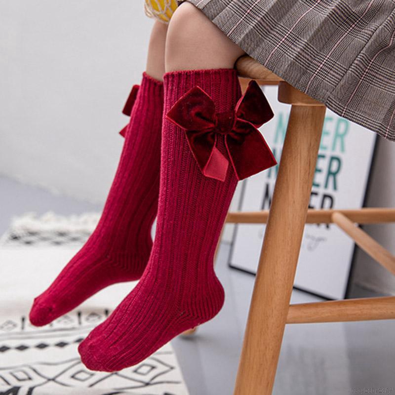 Tất cotton dài đính nơ mềm mại xinh xắn cho bé gái