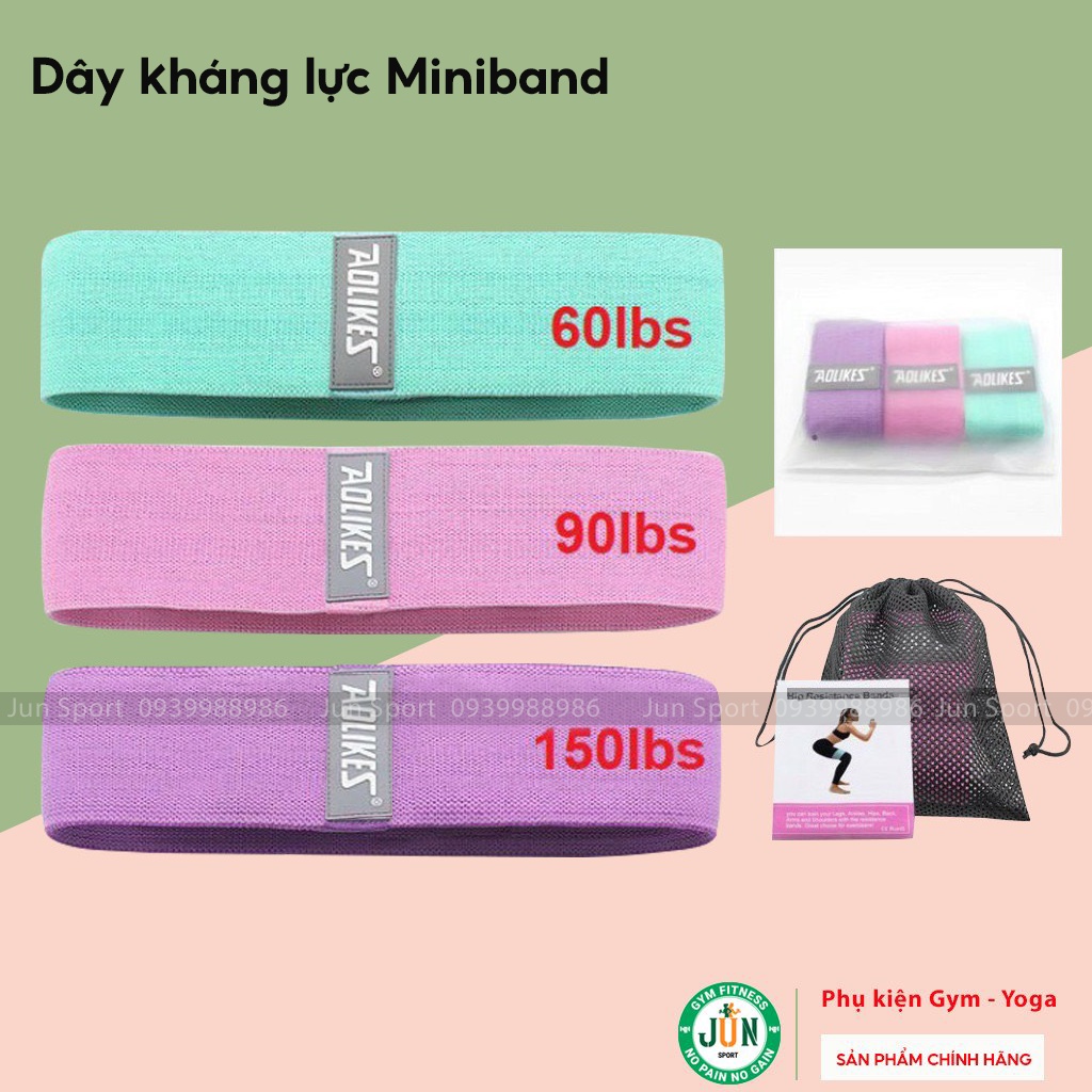 Dây Đàn Hồi Kháng Lực Tập Mông Miniband Aolikes Jun Sport 60/90/150 lbs