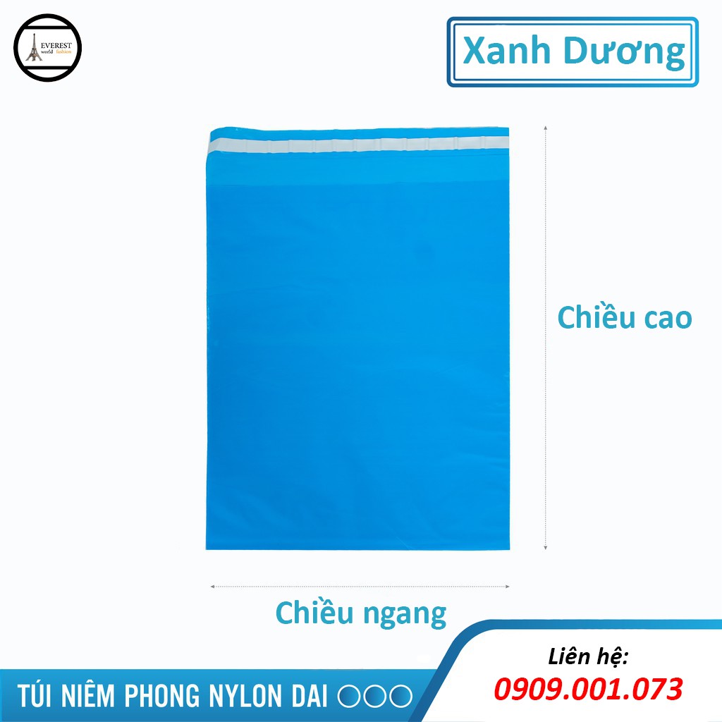 [1 kg] Túi gói hàng niêm phong, túi nilon PE màu Xanh Dương, lớp keo dán siêu tiện lợi, hàng có sẵn nhiều size