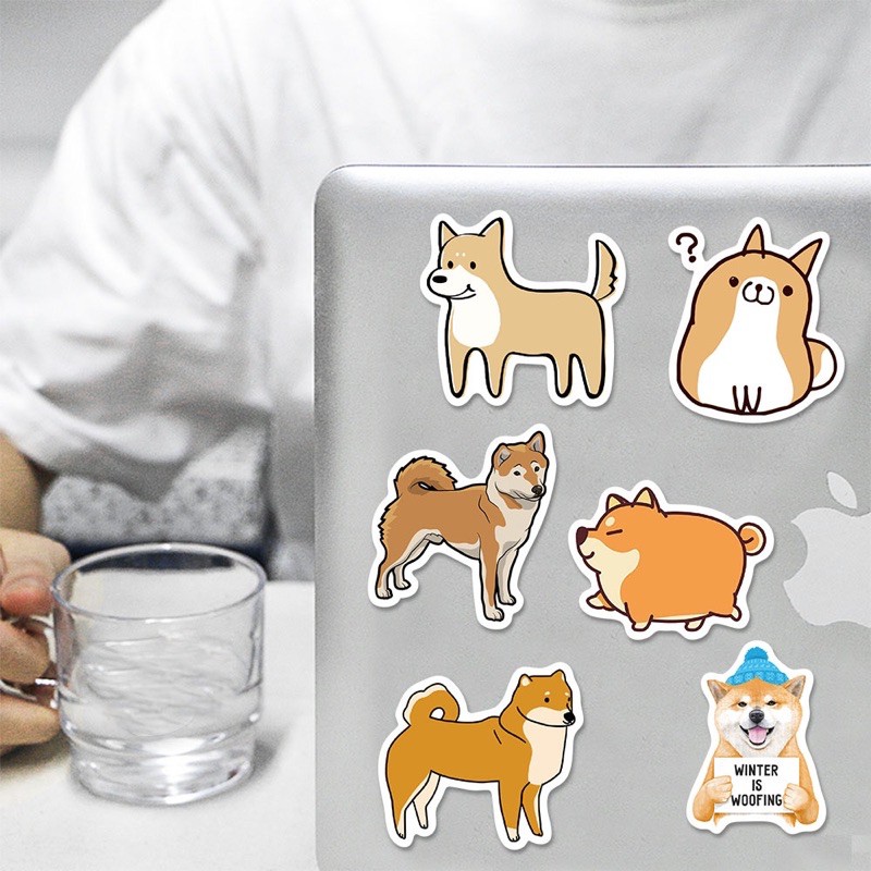 sticker chó shiba chống thấm nước trang trí