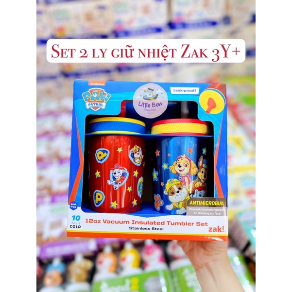 Set 2 ly nước giữ nhiệt Zak Mỹ cho bé 3Y+