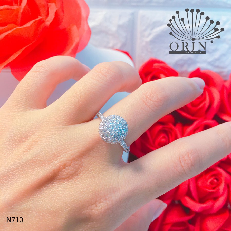 Nhẫn bạc nữ, nhẫn trái châu đính đá thiết kế cao cấp Orin N710