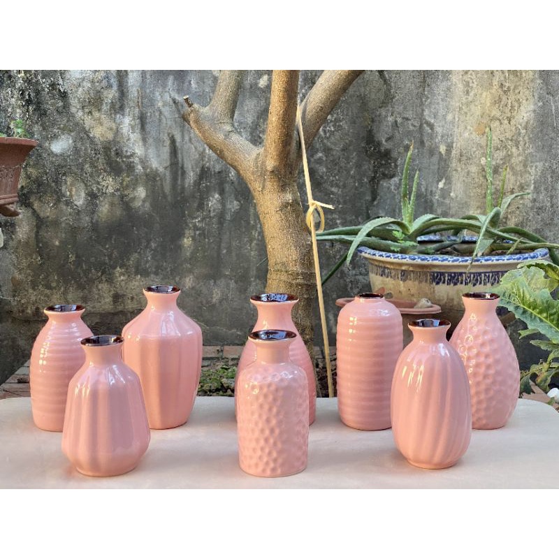 SALE LỌ HOA MÀU HỒNG GỐM SỨ BÁT TRÀNG GIÁ SỐC