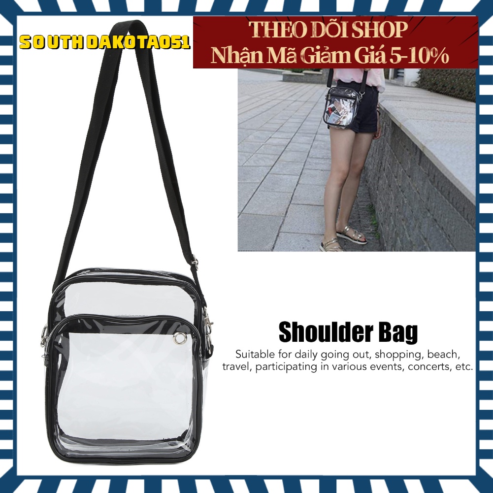 Hàng HOT Túi Messenger đeo vai trong suốt chất liệu PVC Bụi bẩn chống nước【Southdakota051】