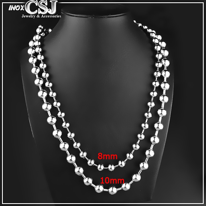 Sỉ dây chuyền bi inox 8mm, 10mm sáng bóng đẹp, không đen, không gỉ