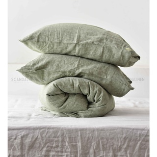 Set chăn + vỏ gối Linen Pháp nhuộm sợi