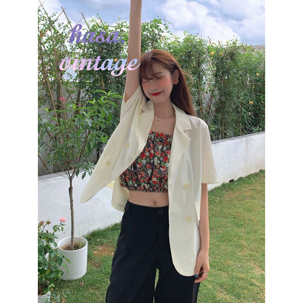 [Order]🌿 Áo vest trơn tay ngắn có túi dáng dài ulzzang hot🔥