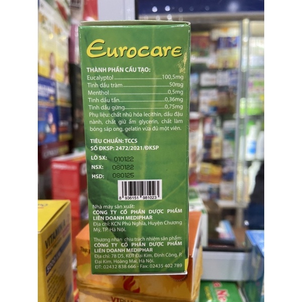 Viên uống Eurocare - Giảm ho thông thoáng mũi họng