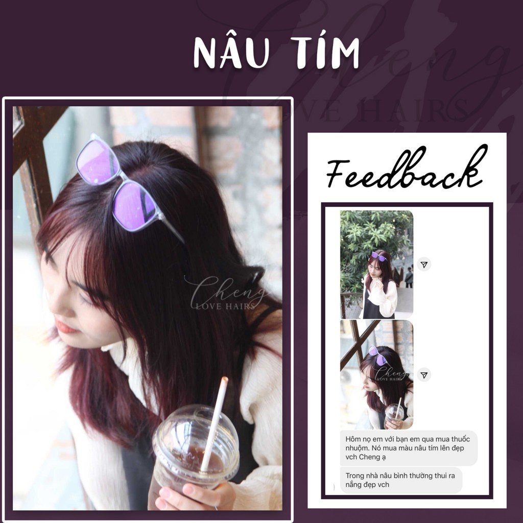 Thuốc nhuộm tóc NÂU TÍM không tẩy tặng oxi trợ nhuộm | Chenglovehair, Chenglovehairs