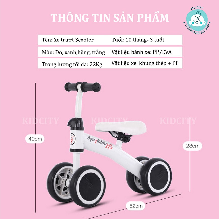 [Siêu Sale] Xe chòi chân cân bằng bốn bánh cao cấp không bàn đạp cho bé tập đi từ 1-3 tuổi