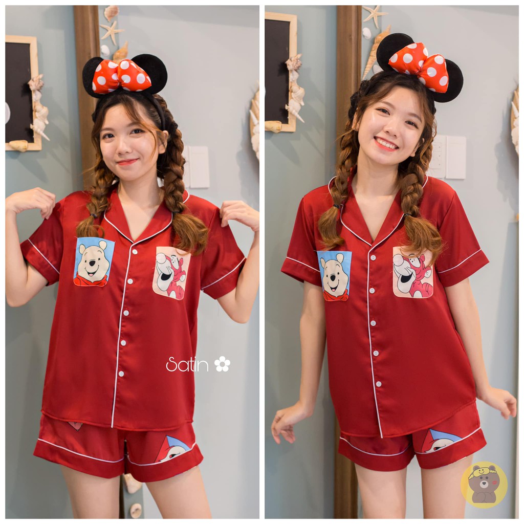 [NEW] Bộ Satin đùi gấu pooh