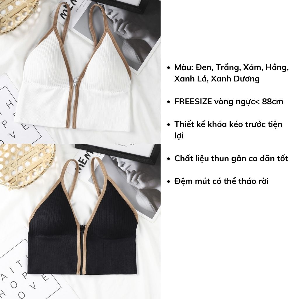 Áo bra nữ 2 dây tập gym thể thao co dãn và thấm hút mồ hôi, Áo lót đệm mút mỏng khóa trước gợi cảm LANIXA B3309