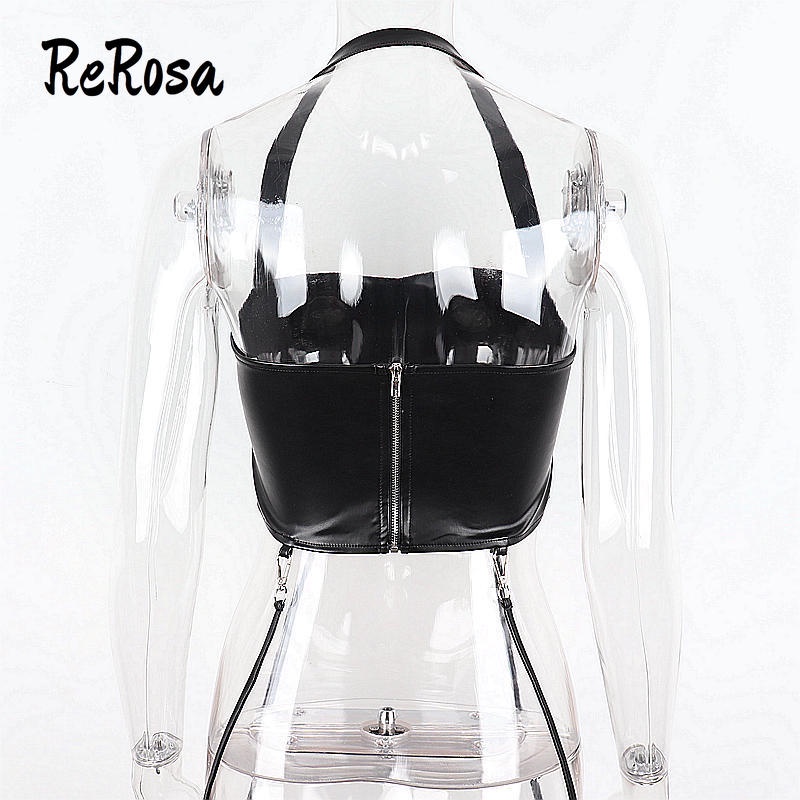 Áo Tank Top Da PU Phối Khoá Kim Loại 2022 Thời Trang Cho Nữ