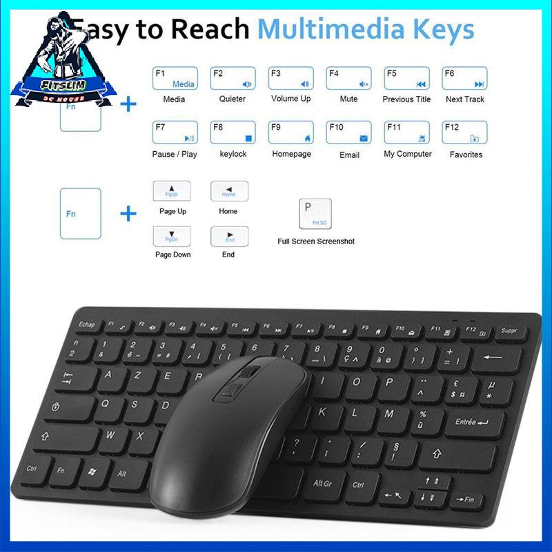 [Fitslim] Wireless French Keyboard Mouse Ultra Slim Multimedia Keyboard Mouse Combo