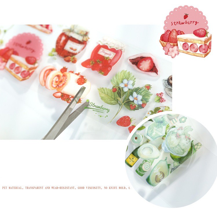 [TẶNG TẤM CHIẾT TAPE] Băng dính trái cây trong suốt dạng tấm WT302