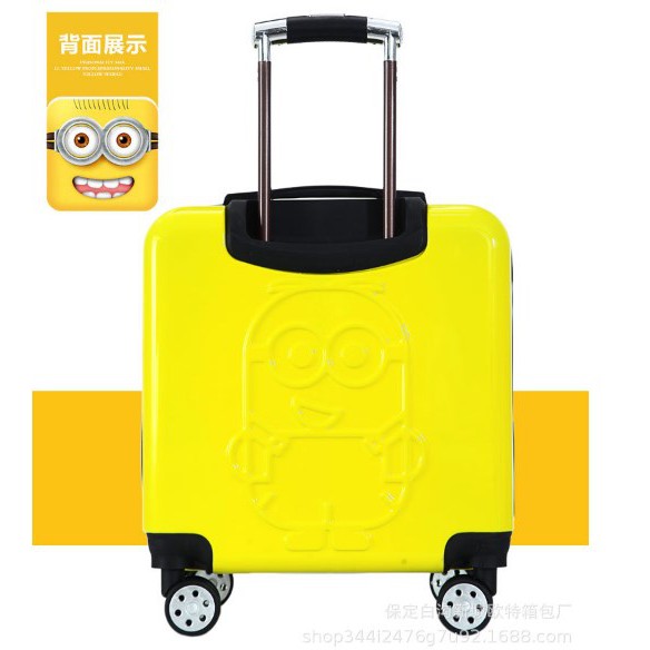 Vali nhựa kéo MINION Size 18. Quà tặng cho bé yêu trong mỗi chuyến đi. Hàng cao cấp, an toàn khi sử dụng.