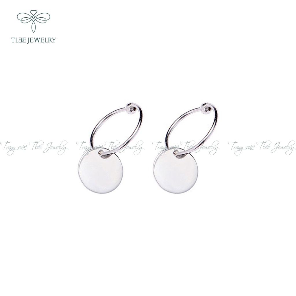 Khuyên tai bạc nữ TLEE tròn trơn mix charm dáng lạ NCJ B0143