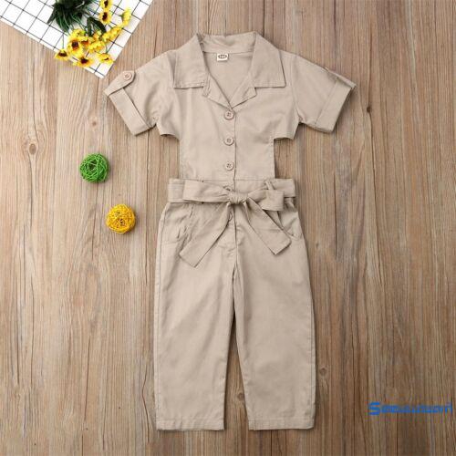 Bộ jumpsuit ngắn tay đính nơ cho bé gái