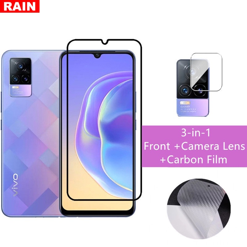 Ốp điện thoại kính cường lực 3 trong 1 cho VIVO V21E Y12S Y20 Y20i V20SE V19 NEO Y11 Y12 Y15 Y17 Y19 Y91 Y93 Y95 Y85 S1 V15 V17 V11i V9