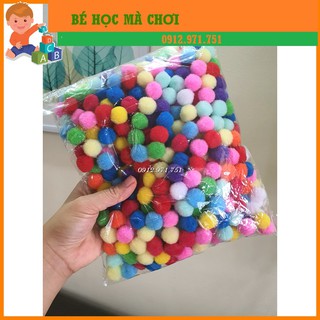 [sỉ sập sàn GIÁ TỐT NHẤT] pom pom QUẢ POMPOM nhiều kích cỡ làm học liệu mầm non