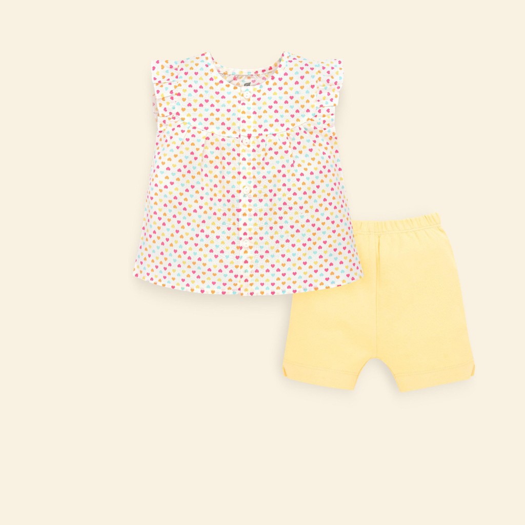 Bộ quần áo cộc tay chữ A bé gái Lullaby Poplin Summer 2020