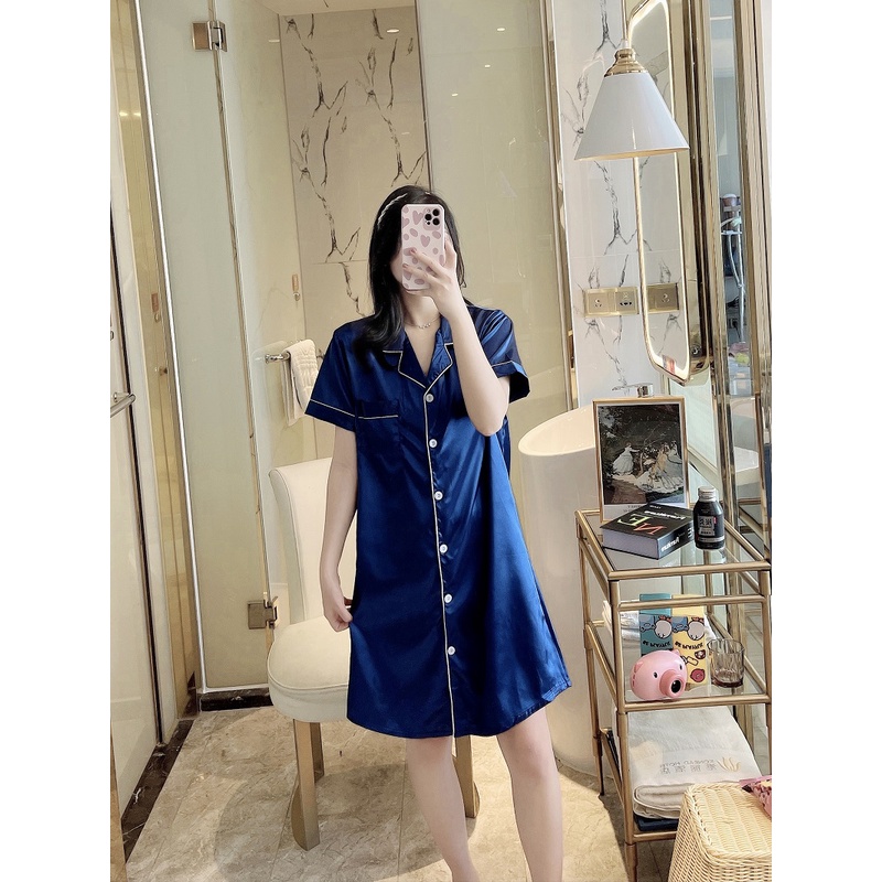 Đầm Ngủ Lụa Satin Phong Cách Hàn Quốc Quyến Rũ Cho Nữ Size M-2Xl