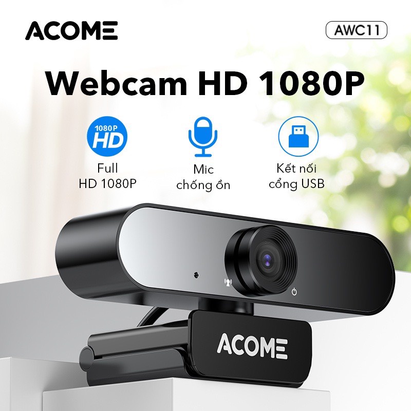 Webcam Máy Tính Full HD 1080P ACOME AWC11 Có Mic Camera  Ảnh Siêu Nét Dùng cho PC Laptop Hỗ Trợ Học Online Video Call