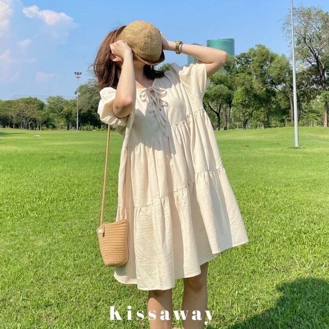 Đầm Nữ, Váy BABY DOLL Nữ Dáng Ngắn Buộc Nơ Cộc Tay 3 Màu Hàng Loại 1 Free Size | BigBuy360 - bigbuy360.vn