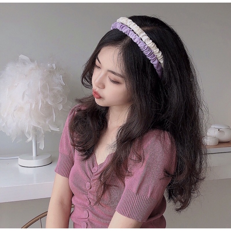 Băng đô cài tóc chất liệu Chiffon trơn mềm phong cách Hàn Quốc