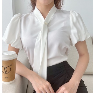 Áo sơ mi hai cúc ngọc tay bồng a1398 hila
