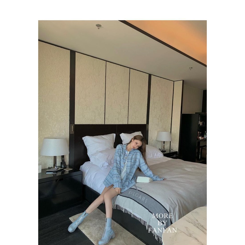 Áo Khoác Vải Tweed Thời Trang Xuân Thu Cho Nữ 2021