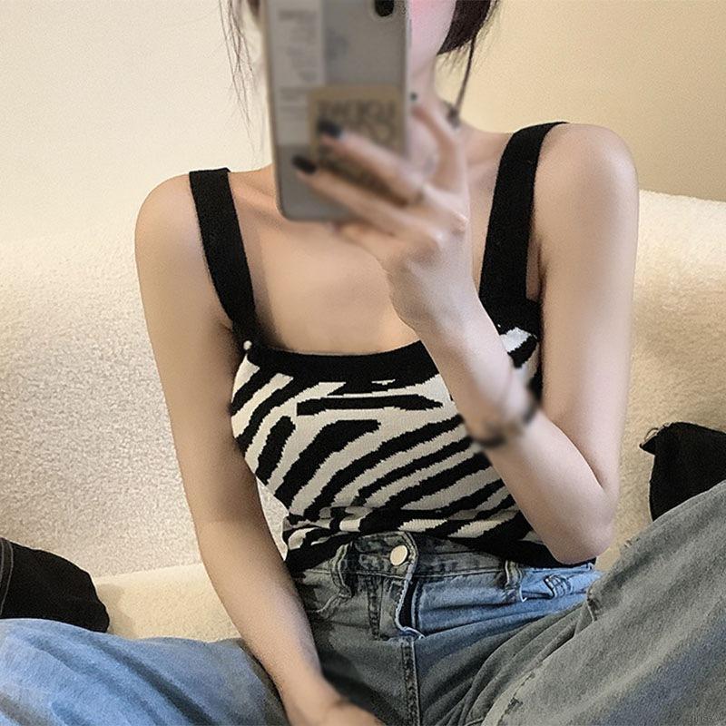 Áo Nữ Không Tay Họa Tiết Sọc Ngựa Vằn Thời Trang Cá Tính