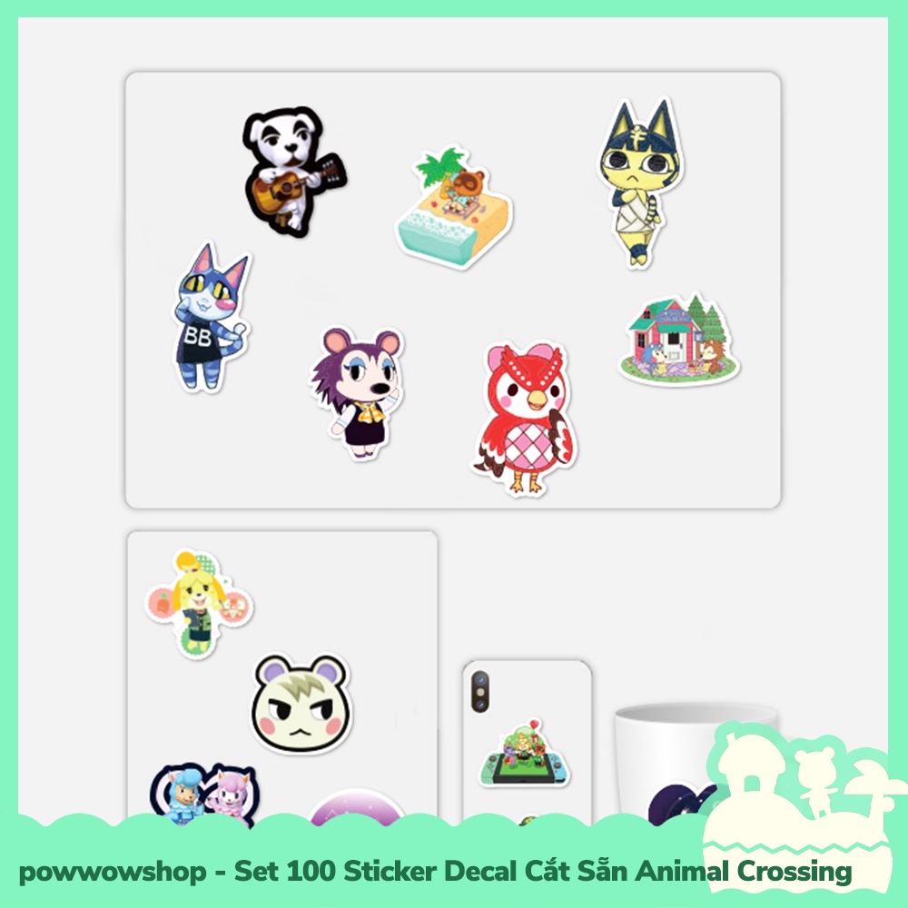 [Sẵn VN - Hỏa Tốc] Set 100 Sticker Mini Decal Dán Trang Trí Vật Dụng Mẫu Game Animal Crossing New Horizons Collectible
