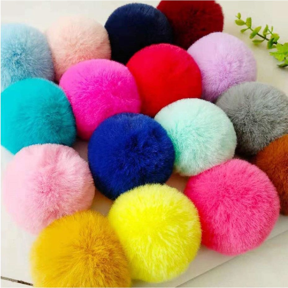 Cục bông trang trí size lớn 8cm nhiều màu DIY phụ kiện váy bèo lolita