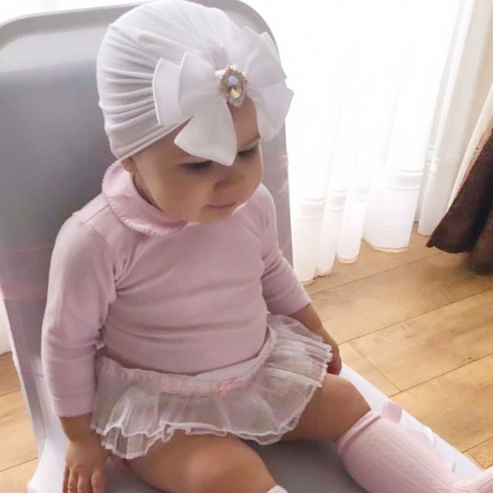 Mũ turban vải cotton mềm thắt nơ xinh xắn cho bé gái MIHAN1
