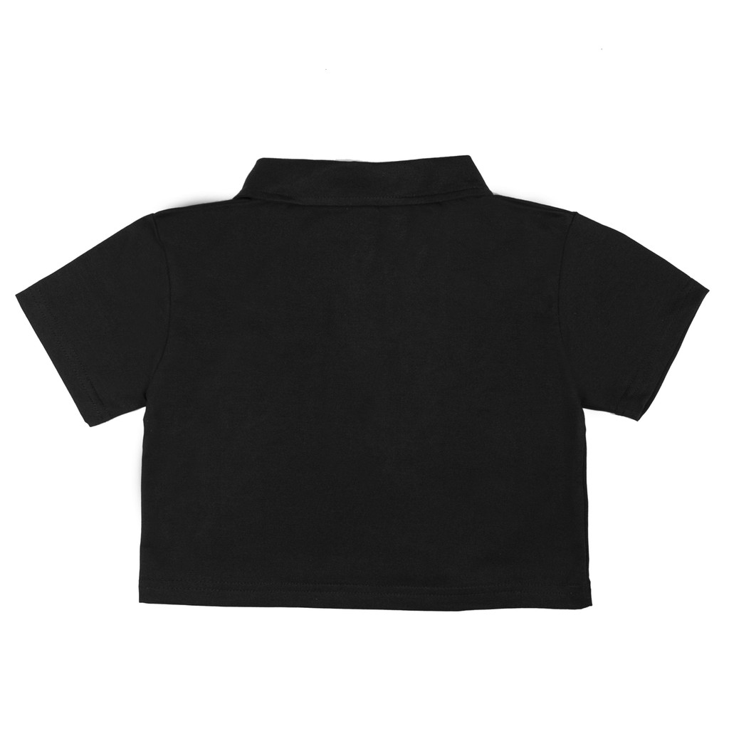 Áo croptop ôm cổ bẻ polo màu đen Don't Kill My Vibe | Polo Basic Croptop