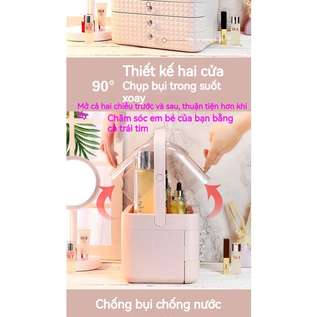 Hộp Đựng Mỹ Phẩm Trong Suốt Thời Trang Chống Bụi Chống Nước Có Nắp Đậy Đa Năng
