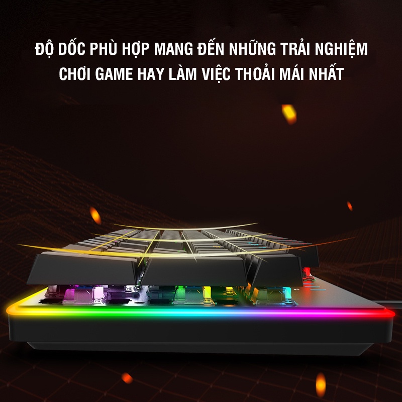 Bàn phím cơ K550 blue switch đèn LED RGB full viền nhiều chế độ sáng phím cực nhạy chơi game cực đỉnh