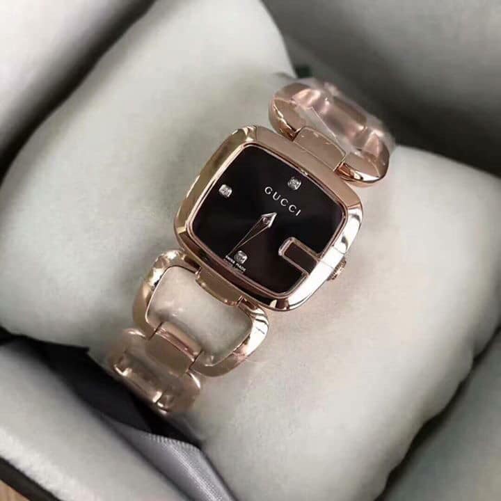 Đồng Hồ Nữ Gucci G Black Diamond Dial Rose Gold-tone YA125409