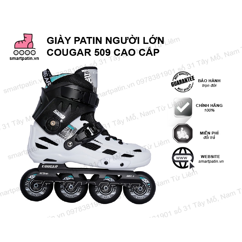 Giày Patin Cougar 509 màu trắng thời thượng, cao cấp