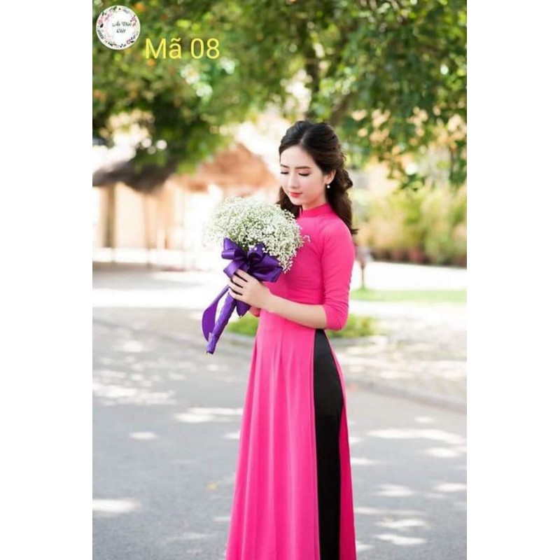 Áo dài 4 tà hồng sen