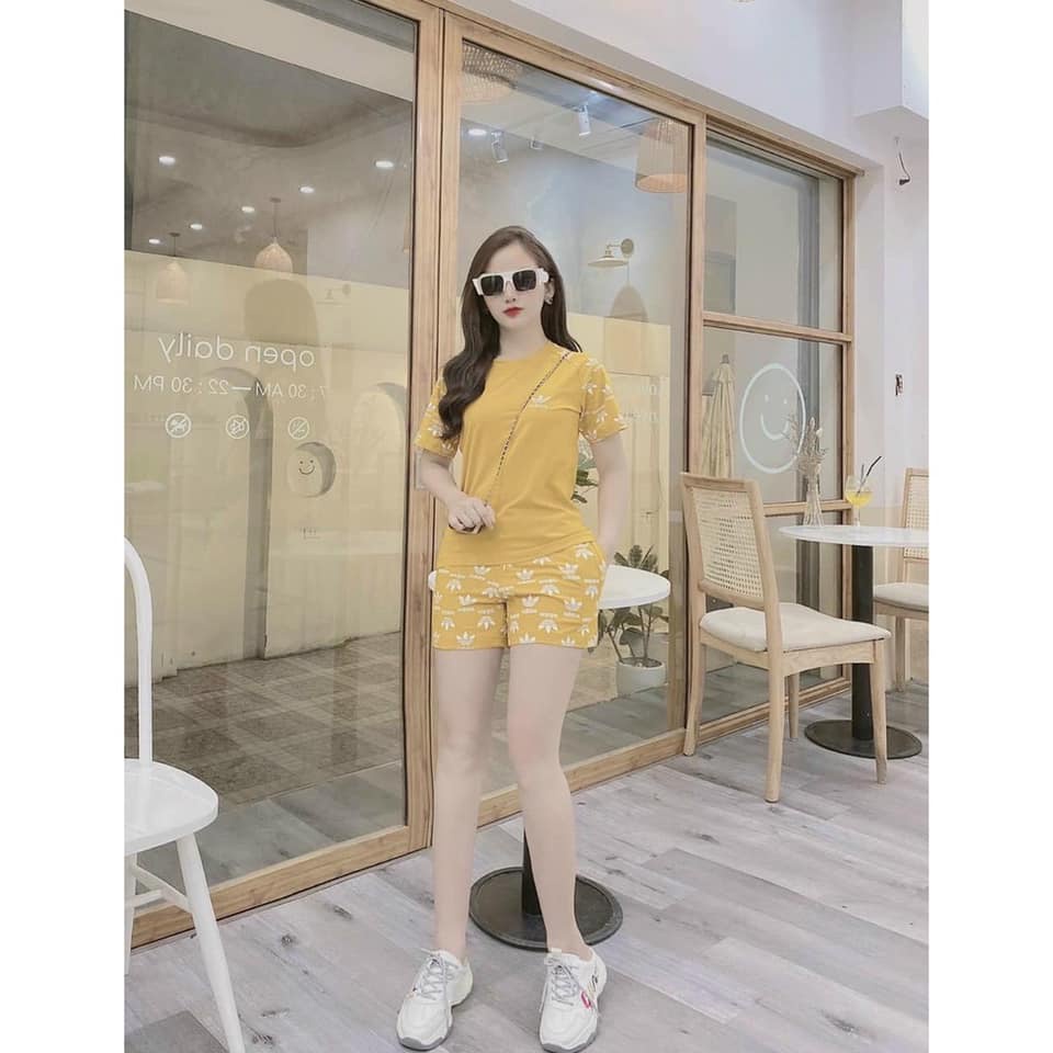 Bộ Đùi Nữ logo thêu chất cotton mát mềm mặc nhà đi chơi trẻ trung sang trọng