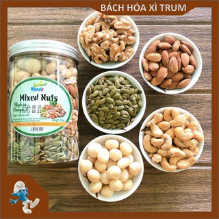 MIX 5 LOẠI HẠT DINH DƯỠNG (MACCA, ÓC CHÓ CHANDLER, HẠT ĐIỀU, HẠT BÍ, HẠNH NHÂN) - Hộp 500G