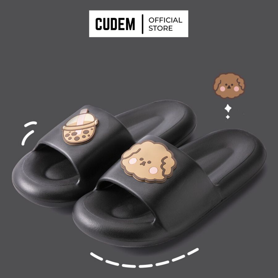 Dép nữ quai ngang đi trong nhà hình Gấu Cafe dày dặn, êm ái D2