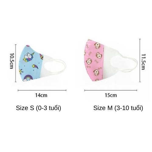 [SET 10C] Khẩu Trang 4D Maks Cho Bé Sơ Sinh Cao Cấp, 4 Lớp Kháng Khuẩn Họa Tiết Ngộ Nghĩnh Có Túi Zip Vệ Sinh, An Toàn