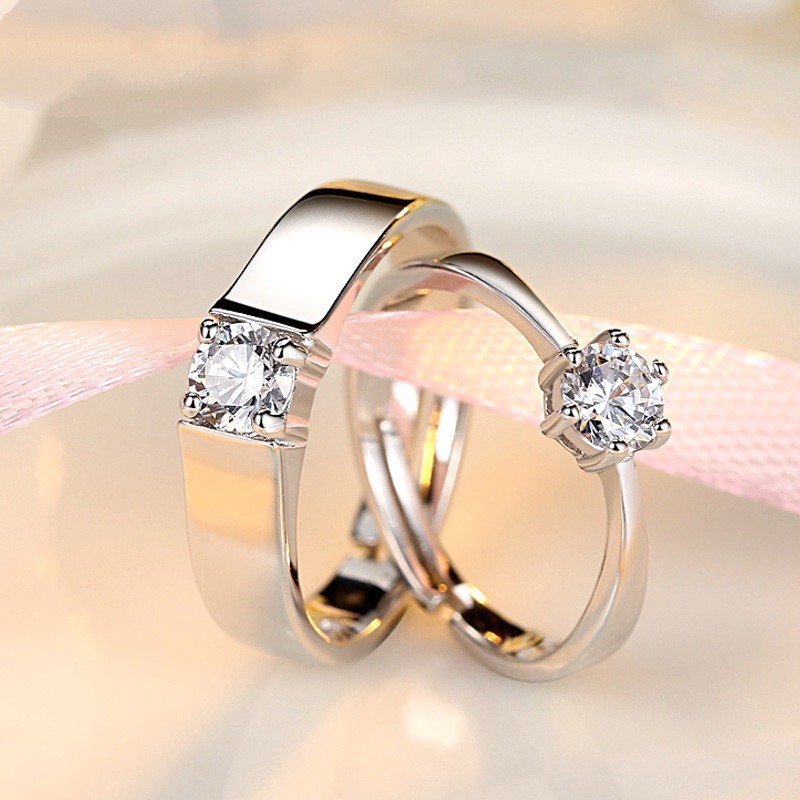 Nhẫn Cặp Mạ Bạc Đính Đá Thời Trang