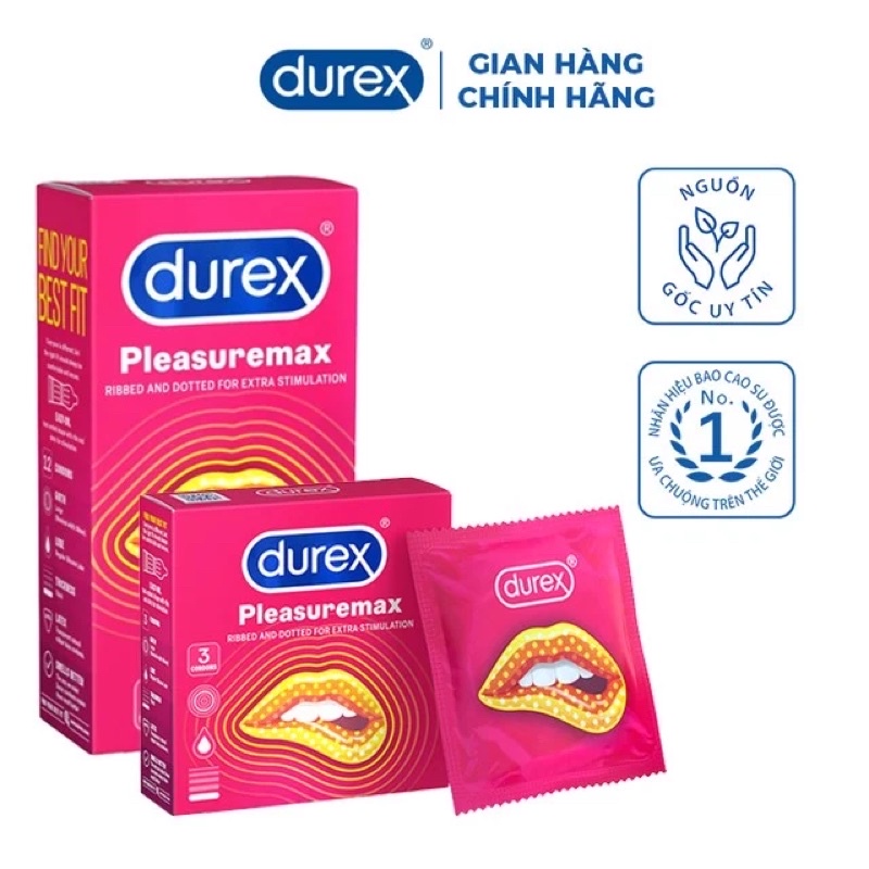 Bao Cao Su Gân Gai Ôm Sát Durex Pleasuremax Hộp 12c
