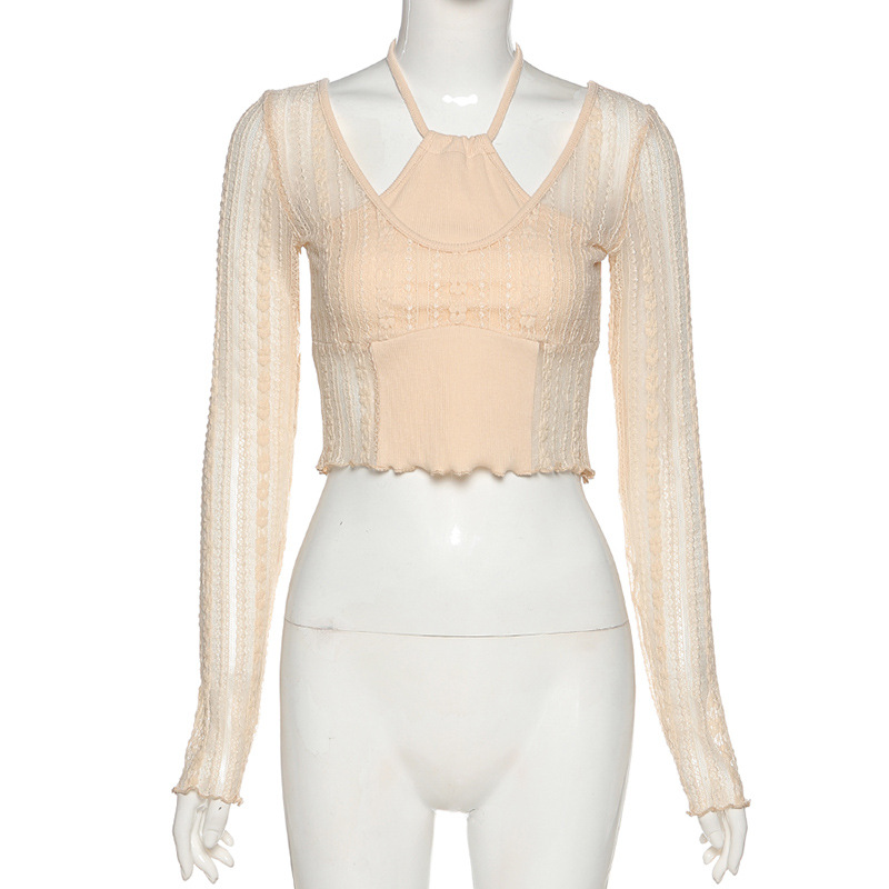 Áo Croptop Tay Dài Phối Lưới Phong Cách Modou | BigBuy360 - bigbuy360.vn