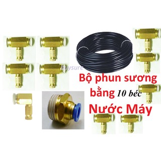 Bộ 10 béc phun sương + 15m dây ĐL dùng nước máy + Ren 21/8